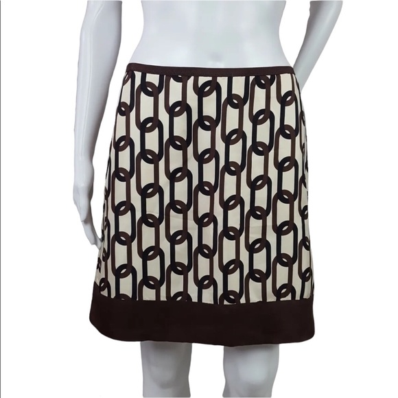 Banana Republic Silk Brown & Ivory Chain Skirt 4P - Picture 1 of 3
